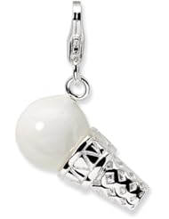 Sterling Silver 3 D Enameled Ice Cream Cone with Lobster Clasp Charm