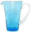 Hand Blown Glass with Aqua Blue Bubbles Pitcher 8"H