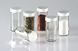 Glass Spice Jars- Set of Six Glass Spice Bottles