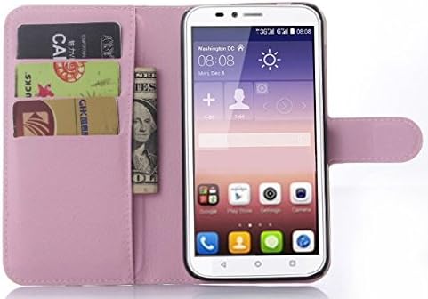 Huawei Y625 Case, Customized Leather Folio Stand Protective Wallet Case Cover For Huawei Y625 (Wallet Pink)