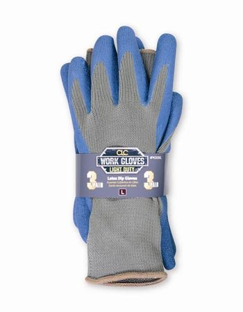 CUSTOM LEATHERCRAFT -- WORK GLOVES CLC CUSTOM LEATHERCRAFT PK2030L 3 PACK BLUE LATEX DIPPED GLOVES LARGE -- Gloves