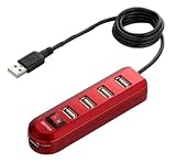 バッファローコクヨサプライ BUFFALO USB2.0Hub セルフ&バスパワー 4+1ポート スイッチ付 レッド BSH5A02RDの画像