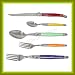 Original French LAGUIOLE Dubost - COMPLETE 30 pcs flatware set - BRIGHT MULTI RAINBOW COLORED: ORANGE - BLUE - YELLOW - RED - MINT GREEN - PRINCE PURPLE - in 15/10 stainless steel - 6x knives + 6x soup spoons + 6x dessert/coffee spoons + 6x large forks + 6x dessert/pudding forks (authentic genuine full family quality dinner table colour cutlery setting for 6 people - with CERTIFICATE of AUTHENTICITY - dishwasher safe! - gift wrap available - direct from FRANCE)