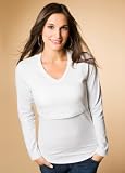 V-Neck Nursing Top-White-S