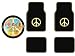 A Set of 4 Universal Fit Peace Sign Symbol Yellow Plush Carpet Floor Mats and 1 Comfort Grip Steering Wheel Cover