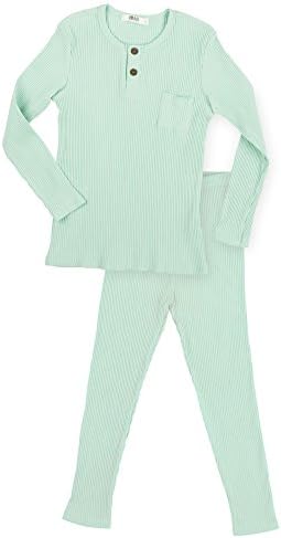 COCO BLANC Big Boys' Ribbed Pajamas 12 Mint