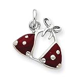 Sterling Silver Enameled Red Bikini Top Charm