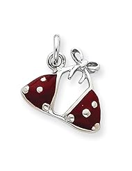 Sterling Silver Enameled Red Bikini Top Charm
