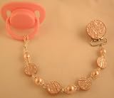 Baby Sea-shell Looking Pacifier Clip with Flat Beads Pacifier Holders