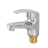 uxcell シンク蛇口 バスルーム バス用水栓金具 スイベル ハンドル クローム ブラス 容器 シンク ミキサータップ