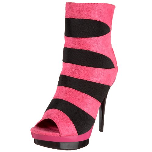 The Highest Heel Women's Lux-41 Open Toe Boot,Fuchsia Suede Polyurethane,12 M US
