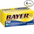 Bayer Aspirin Pain Reliever/ Fever Reducer, PM Nighttime Sleep Aid, 40-Count Coated Caplets (Pack of 4)