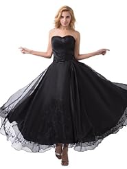 A-line Sweetheart Beaded Applique Ankle Length Satin  Dress