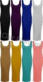 Ladies Maxi Long Plain Dress Womens