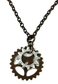 Stainless Steel and Brass Necklace Steampunk Gears Industrial Gothic