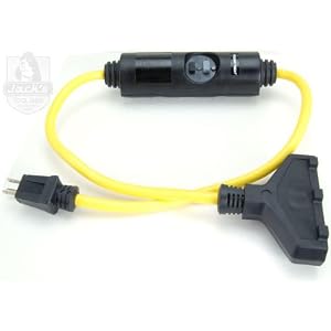 Insulated Triple Tap Adapter - In Line GFCI - 12 Gauge by 