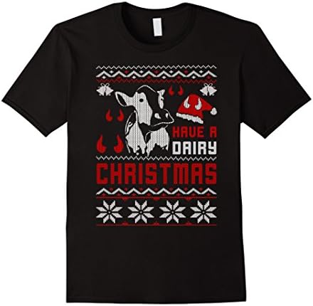 Men's Have a dairy Christmas T shirt farming crochet knitting tee XL Black