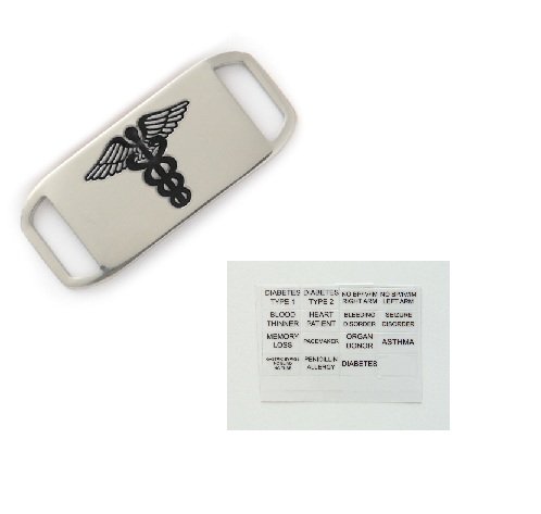 Black Staff of Life Stainless Steel Medical Alert