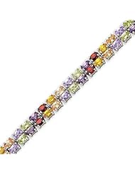Sterling Silver 7 Inch Multicolored CZ Bracelet - 7 Inch