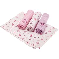 Just Born 4-Pack Flannel Receiving Blankets
