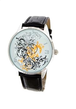 Nemesis Womens Tattoo Inspired Watch with Black Leather Band