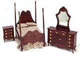 Luxury Doll Furniture -Solid Wood Mahogany Double Bedroom Set - 10pcs set