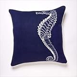 Seahorse Pillow in Indigo Stuffed: No