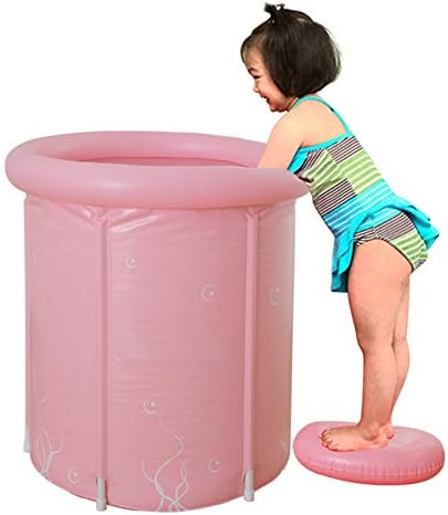 BABYBOO PVC Thickened Folding Bracket Baby Bath Barrel(Size M,Pink)