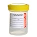 Samco Scientific 01 0100 Virgin Polypropylene Non-Sterile Specimen Container with 53mm Wide Mouth Diameter, Non-Tabbed Label, Yellow Bio-Tite Cap, 120mL Capacity (Case of 300)