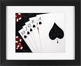 Spade Royal Flush Cards & Poker - Vegas Casino Game Room Framed Art Print