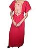 Womens Maxi Caftan Floral Embroidered Long Kaftans Muumuu Dress Medium Size (RED)