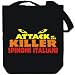 Canvas Tote Bag Black " ATTACK OF THE KILLER Spinoni Italiani " Dogs