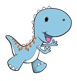 Children's Wall Decals - Cartoon Baby Blue, Orange Dinosaur - 12 inch Removable Graphic