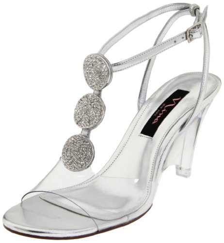 Nina Women's Gadlyn Wedge Sandal,Clear/Silver,7 M US
