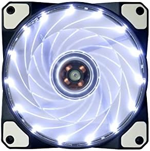 120mm fan ONNINE Hydraulic Bearing quiet cooling case fan for computer 15 leds Color LED fan DC 12 Volt 1200 RPM connectors 4 pin 3 pin with Anti Vibration Rubber Pads(White)