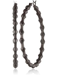 Sam Edelman 40mm Large Faceted Matte Hematite Colored Hoop Earrings