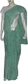 Sari Blouse & Under Skirt in Cotton Fabric Tie Dye Print Green (tdsari071)