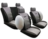 RACING UNIVERISAL CAR SEAT COVER FULL SET GRAY/BLACK WITH AIRBAGS CUTOUT