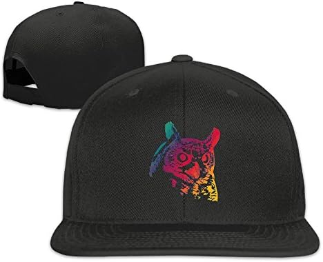 Stylish Men Colorful Owls Cool Snapback Flatbrim Black Hat