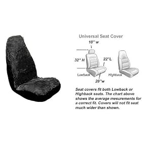 2 Front Synthetic Sheep Skin Seat Cover - Black