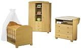 Pinolino 101319G - Kinderzimmer Felix gro&szlig;, bestehend aus Bett, Wickelkommode und gro&szlig;em, 2-t&uuml;rigen Schrank mit Schubf&auml;chern (ohne Textilien)