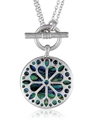 NINE WEST VINTAGE AMERICA "Open Sea" Worn Silver Tone Abalone Convertible Pendant Necklace, 32"