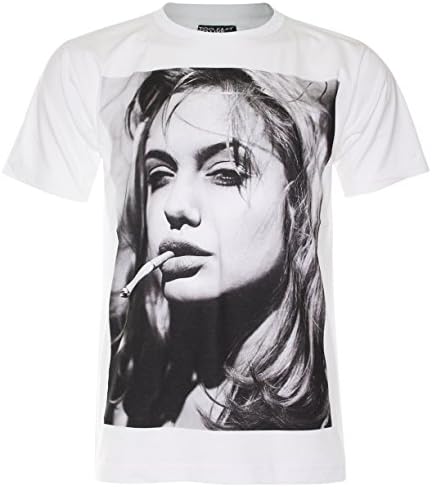(PALLAS) Angelina Jolie Graphic Art T-shirt (PA015) (White , XL)