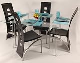 Review Stacks and Stacks C22SA36BL / Medallion 5-Pc Dining Set with Tuxedo Chairs (Clear/Black) (Sizes Vary)