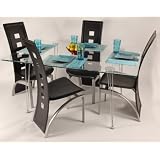 Medallion 5-Pc Dining Set with Tuxedo Chairs (Clear Black) (Sizes Vary) by Stacks and Stacks