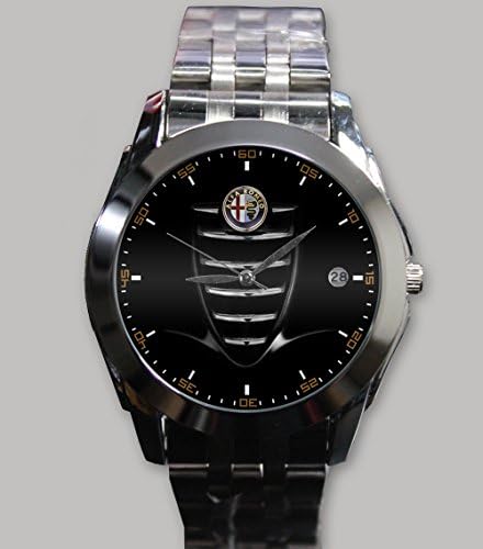 Custom Personality Alfa Romeo Sport Car Logo Wristwatch Silver Alloy Band