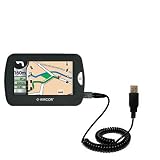 Coiled Power Hot Sync and Charge USB Data Cable w/ Tip Exchange for the Amcor Navigation GPS 4300 - Gomadic Brand