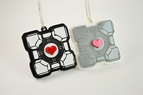 Portal Companion Cube Friendship Necklaces - 25% Sale - Laser Engraved Acrylic