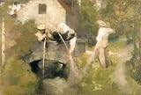 The high quality polyster Canvas of oil painting 'Jan Stobbaerts - Dredging in the Woluwe, 19th century' ,size: 16x24 inch / 41x60 cm ,this Cheap but High quality Art Decorative Art Decorative Prints on Canvas is fit for Wall art gallery art and Home decoration and Gifts