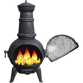 Black 85cm Cast Iron/Steel Chimnea Patio Heater/Cooking BBQ Grill Fire Chiminea